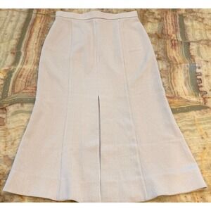 MM.LaFleur Womens A-Line Midi Skirt Beige Front Slit Classic Workwear Size 10